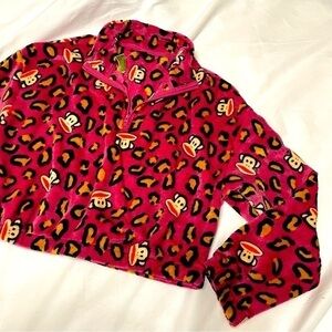NWT 💕 RARE Paul Frank Fuchsia Super Soft Cropped Monkey Zipper Sweatshirt, M